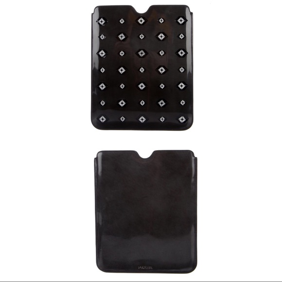Prada Charcoal Leather Embellished iPad Case Including Box - Picture 3 of 11